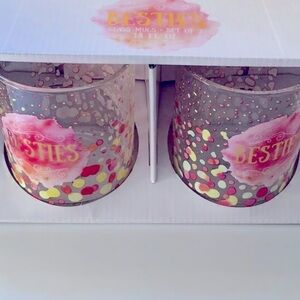 BESTIES Mugs TMD Set of 2 Clear Mugs Pink and Gold Metallic